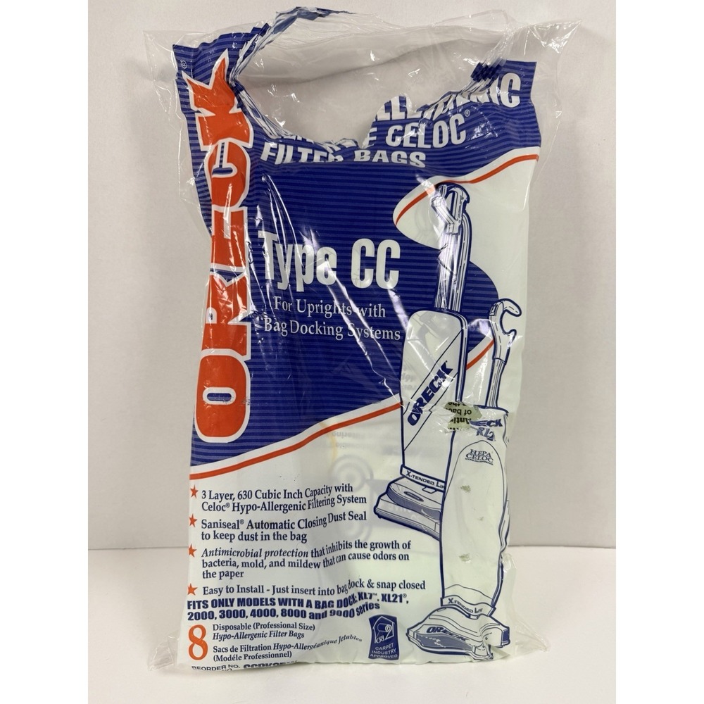 Oreck Vacuum Type CC Vacuum Cleaner Bags CCPK8DW Open Pack of 6